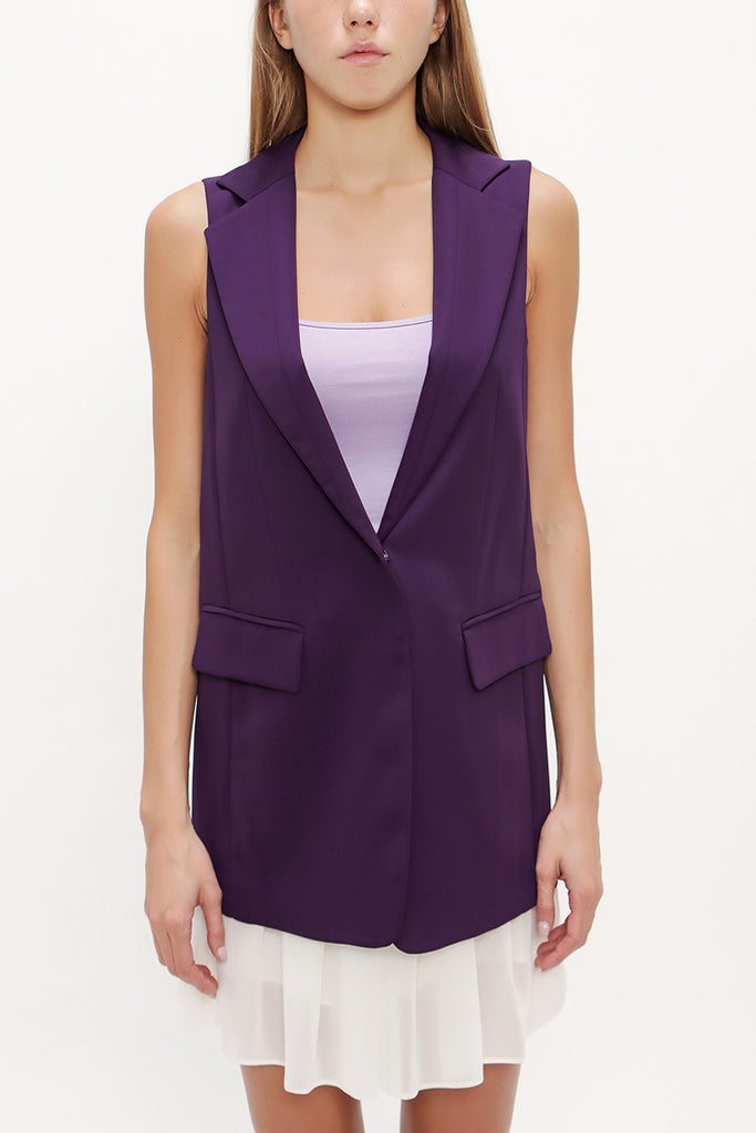 Purple Single Button sleeveless vest 60893