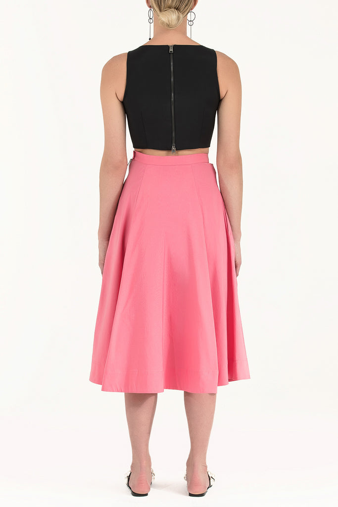 Salmon High waist Pleated  skirt  80894