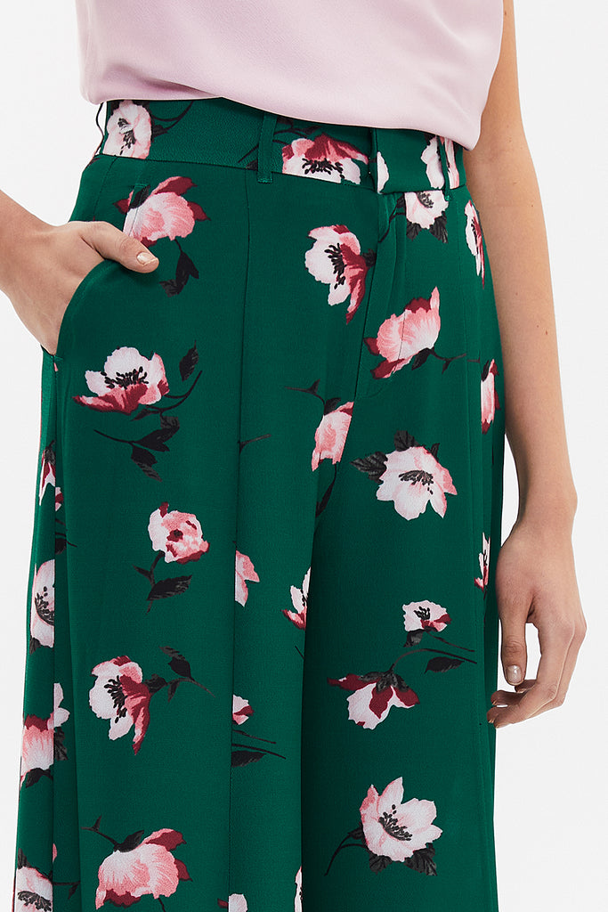 Green High waist wide cut Pants 41327