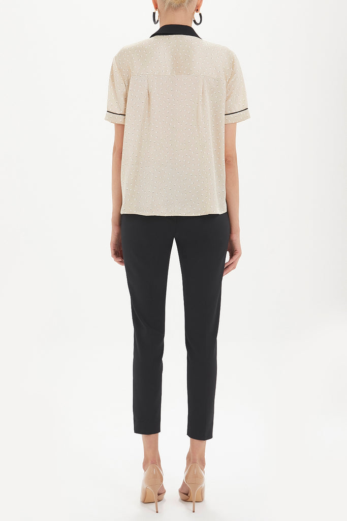 Beige Contrast binding blouse  10675