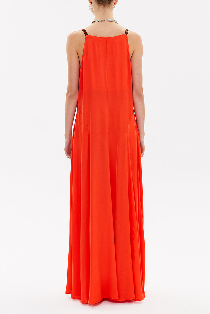 Red Crystal gems sleeveless maxi dress 92850