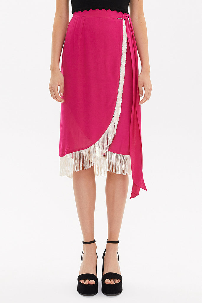 Fuchsia Wrap-over tassel skirt  81071