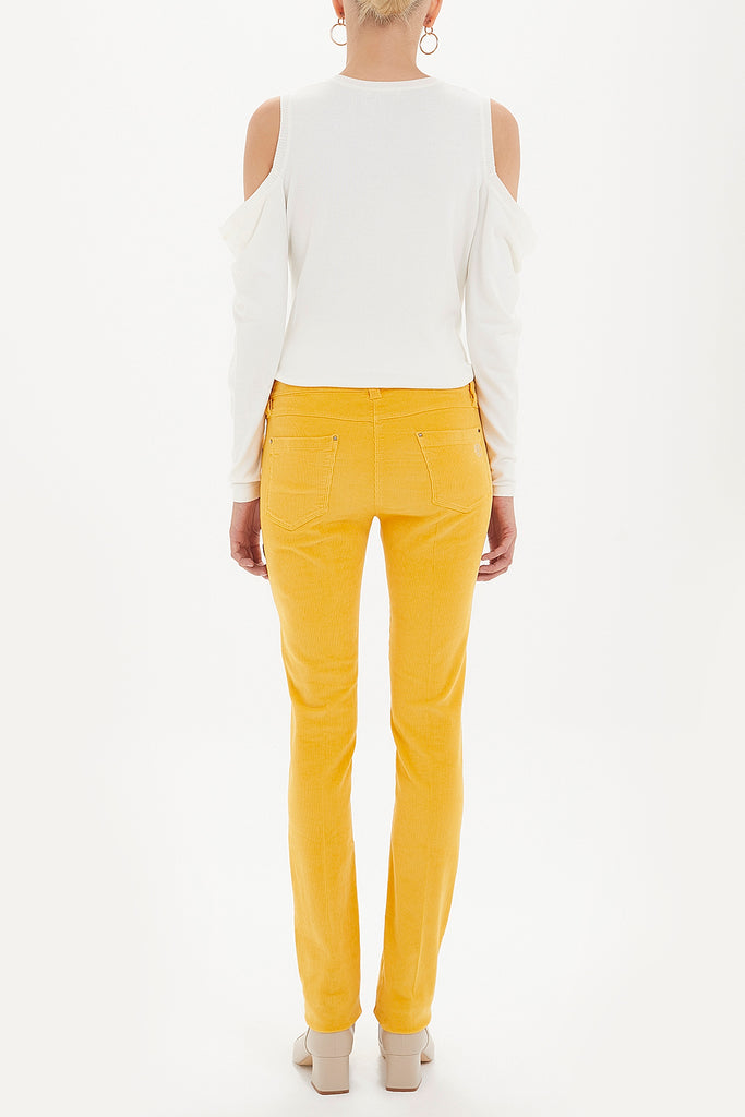 Mustard Leather accessories Velvet pants 40754