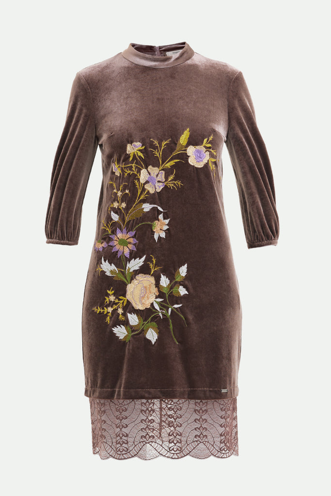 Salmon Embroidered velvet mini dress 92140