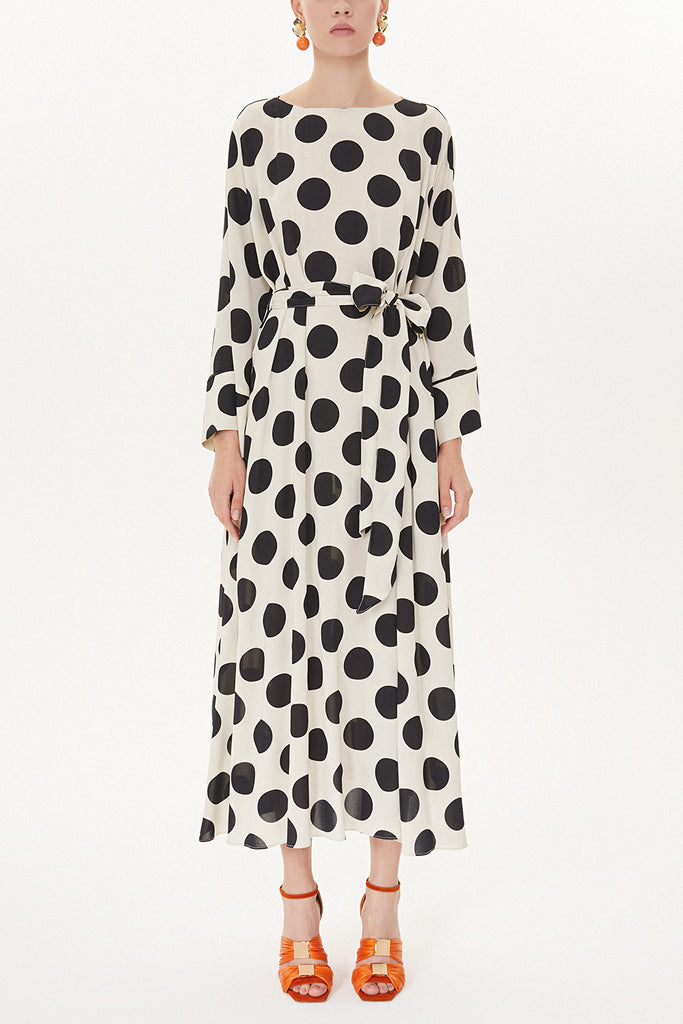 Ecru Black Wide cut dress 93492