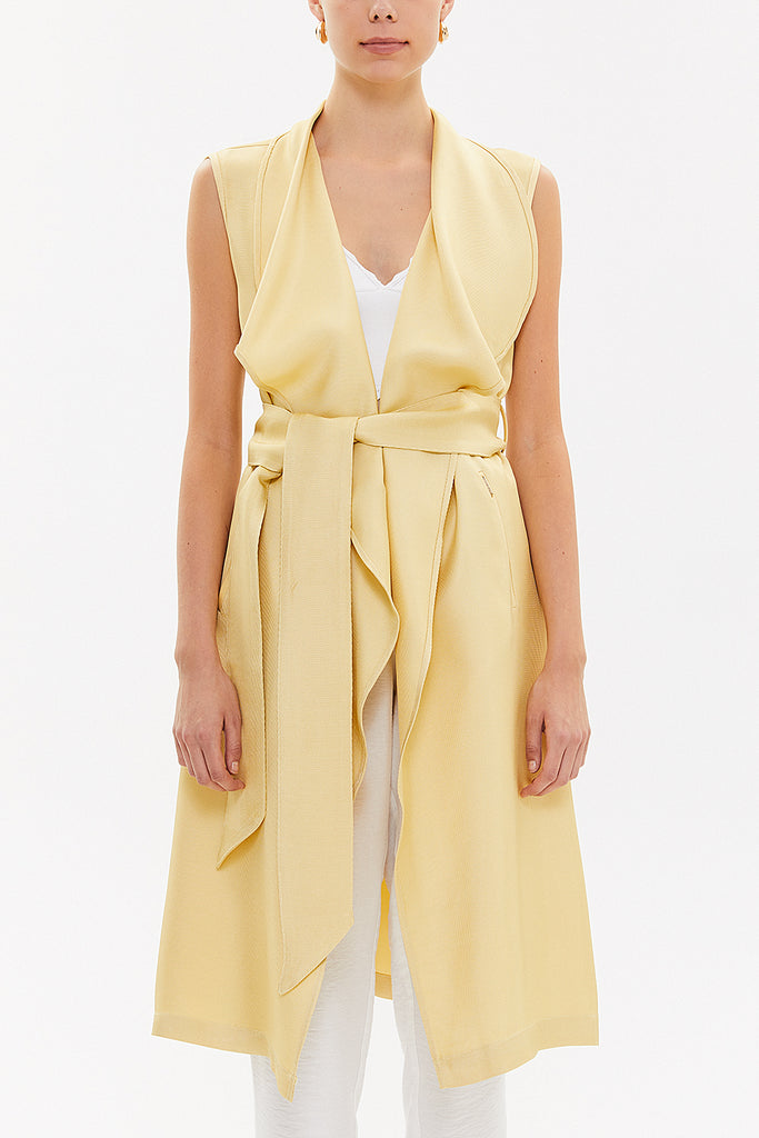 Yellow Shawl collar sleeveless Jacket 61063