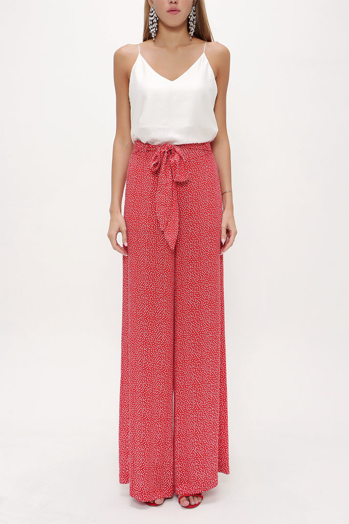 Red Patterned wide cut Pants viscose Pants 41250