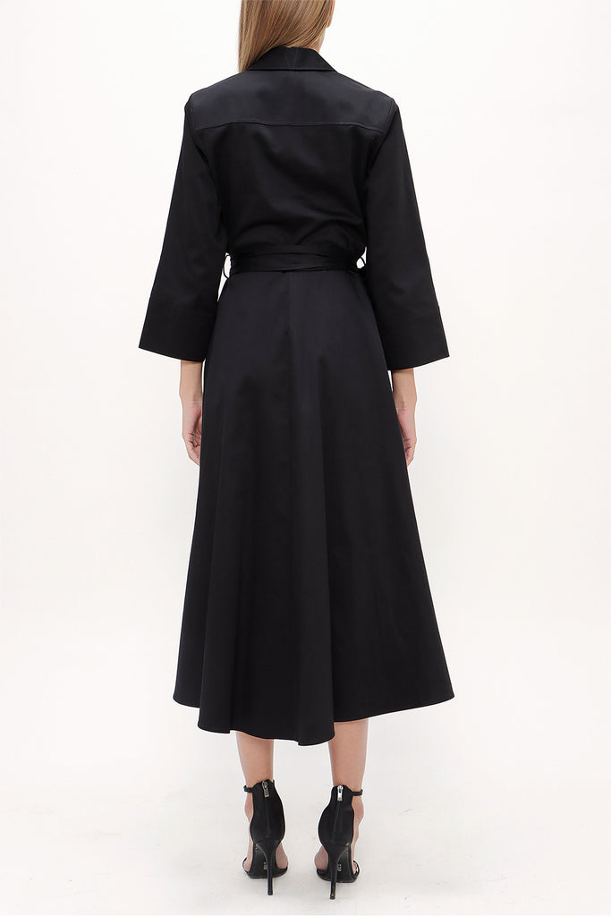 Black Fitted waist shirt  dress  93708