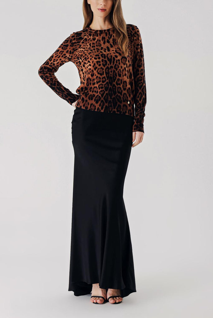 Pars Round neck leopard print wool knit sweater 28866