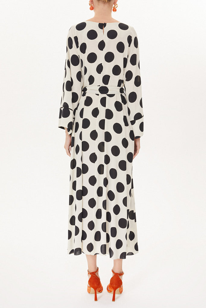 Ecru Black Wide cut dress 93492