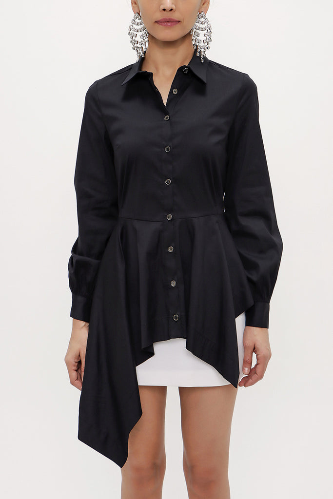 Black Wide cut flowing shirt  10727