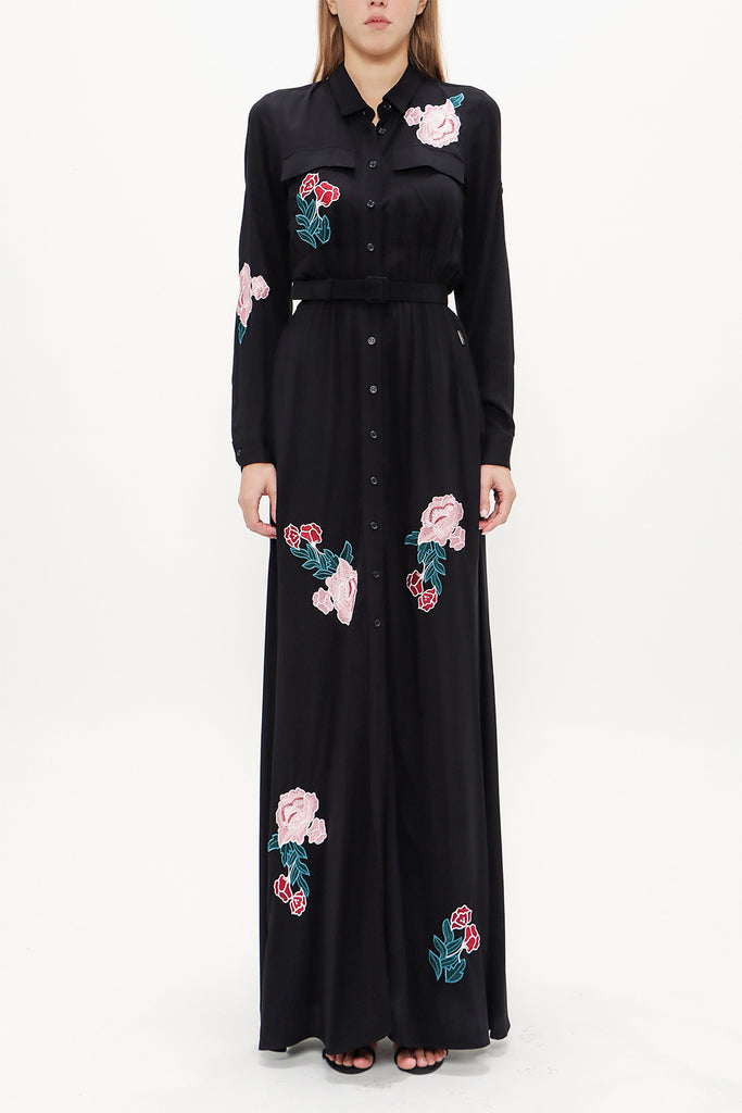 Black Embroidered maxi dress 92432