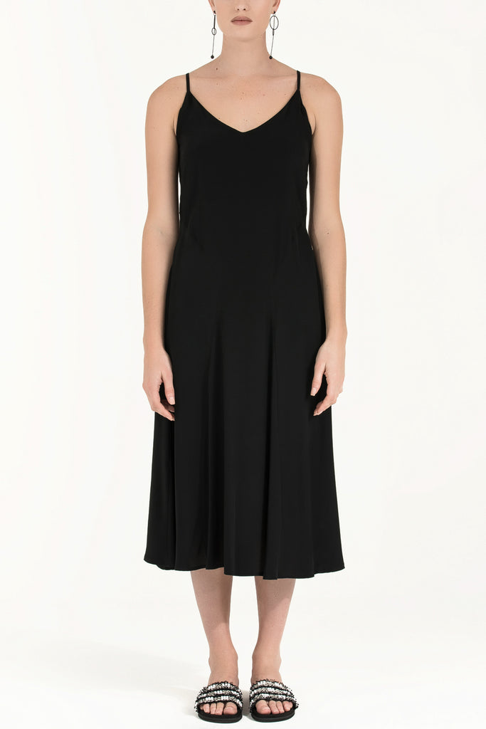 Askılı V Yaka Elbise Siyah 92296