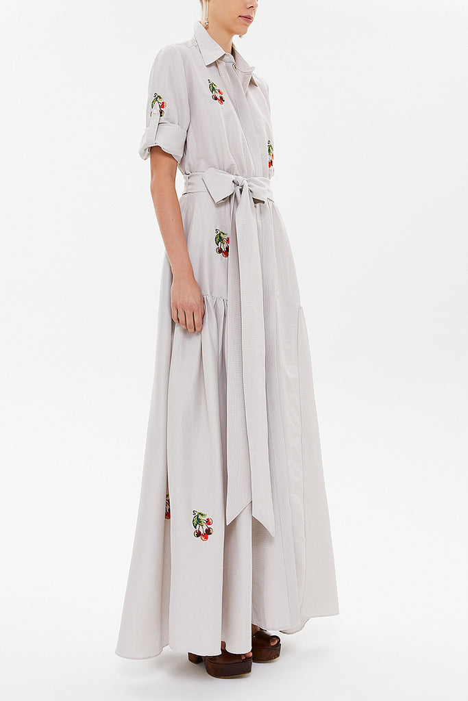 Light Brown Embroidered maxi  dress 92866