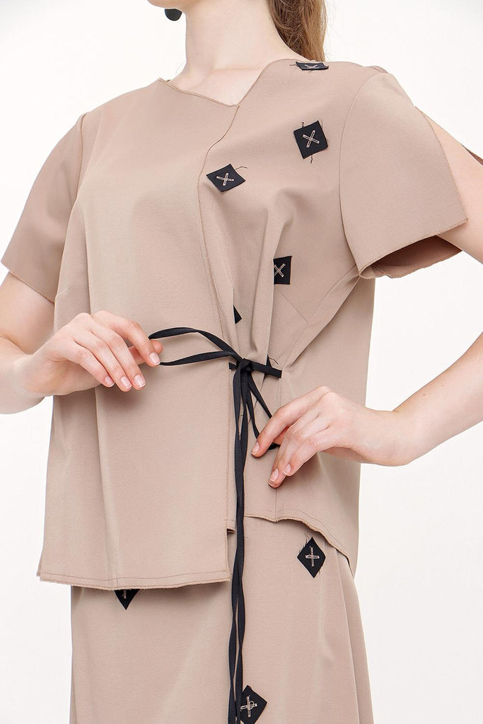 Beige Belted suit 12264