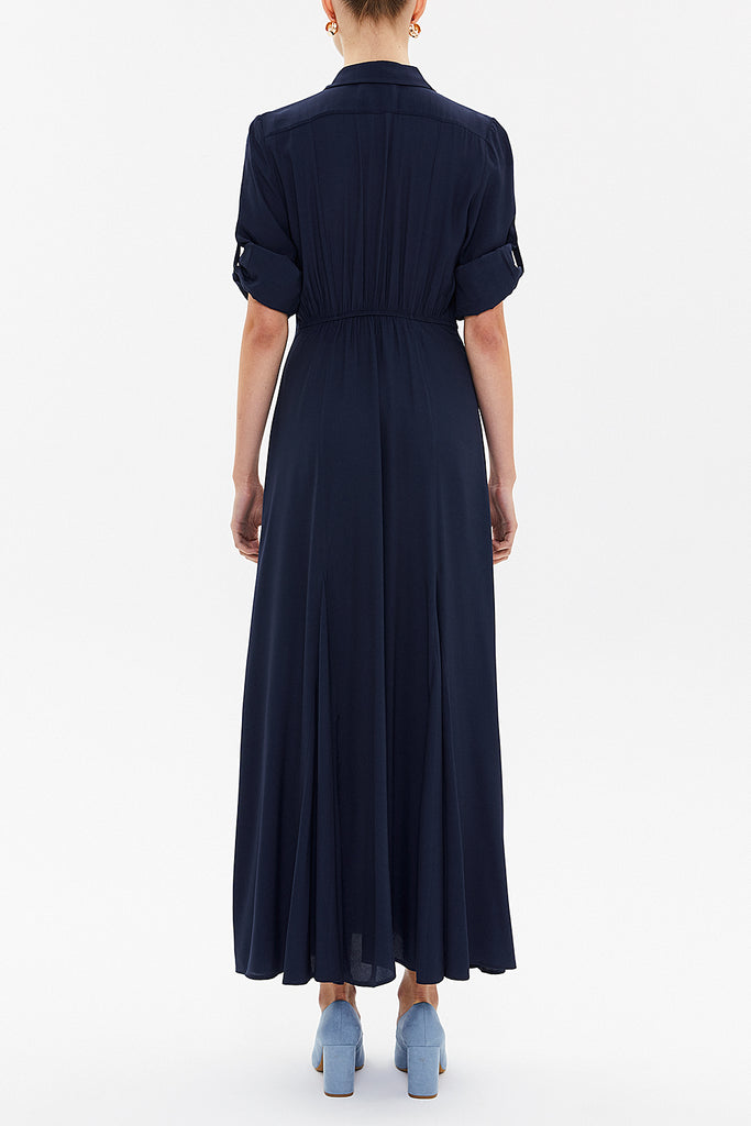 Navy Blue Elastic maxi dress 92975
