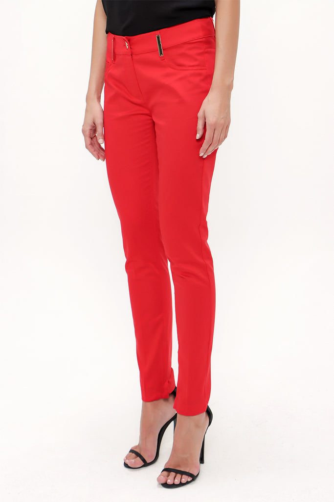 Red Slim fit cotton pants 40932