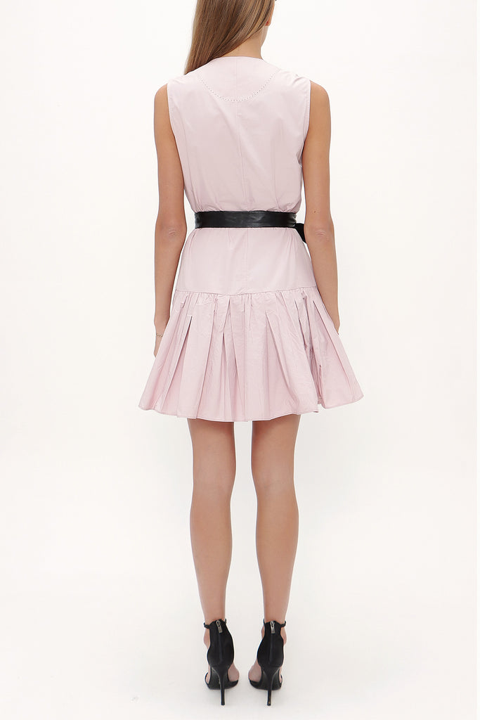 Light Pink Pleated sleeveless mini dress 92703