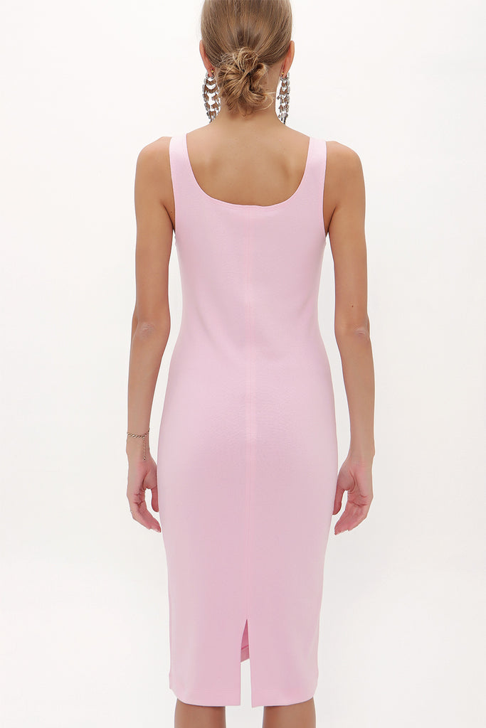 Pink Strappy Slim fit mini woven dress 91967
