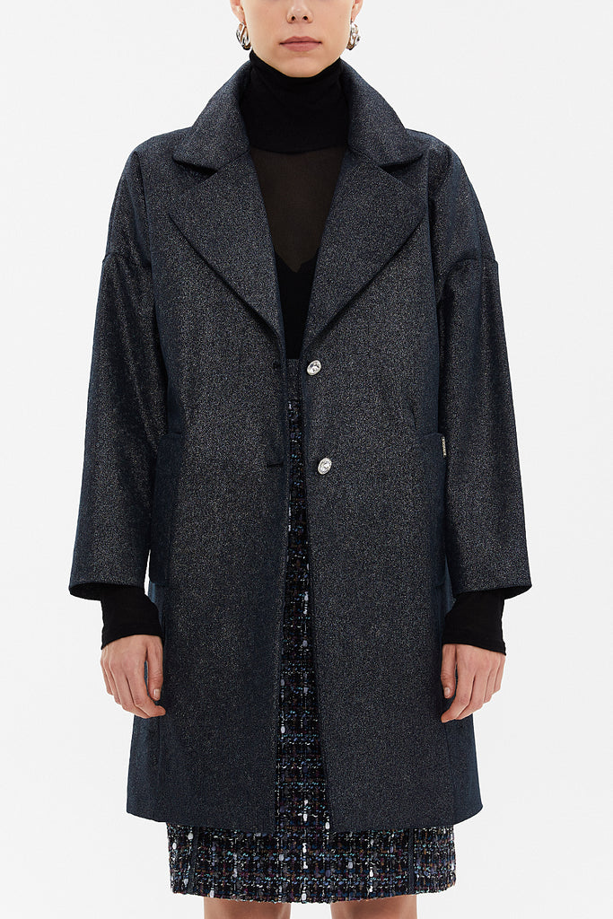 Navy Blue Half sleeve wide cut coat 30403