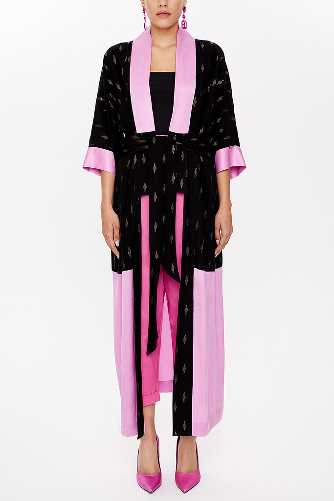 Black Contrast colour maxi kimono 92780
