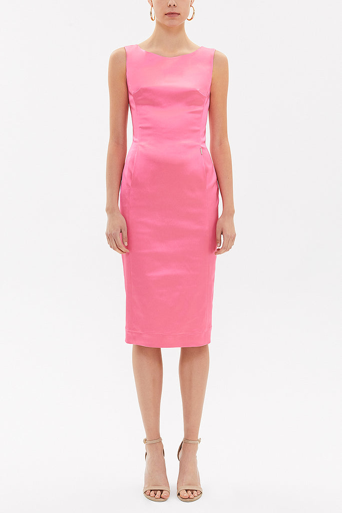 Pink Zipped Slim fit midi dress 92363