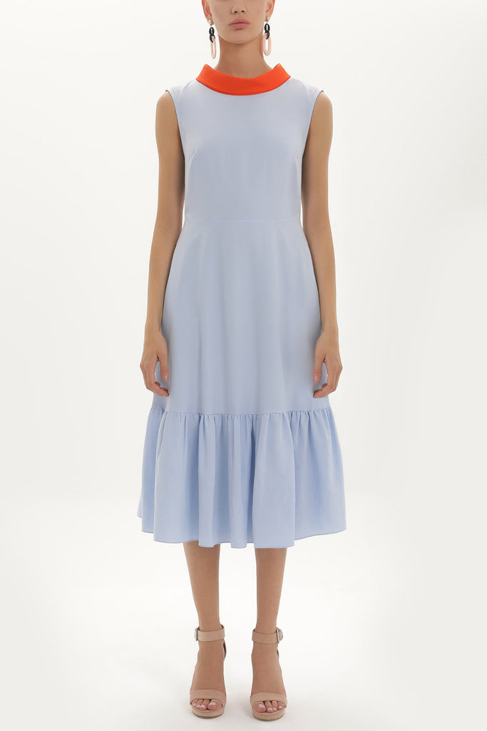 Blue Contrast colour midi dress 92422