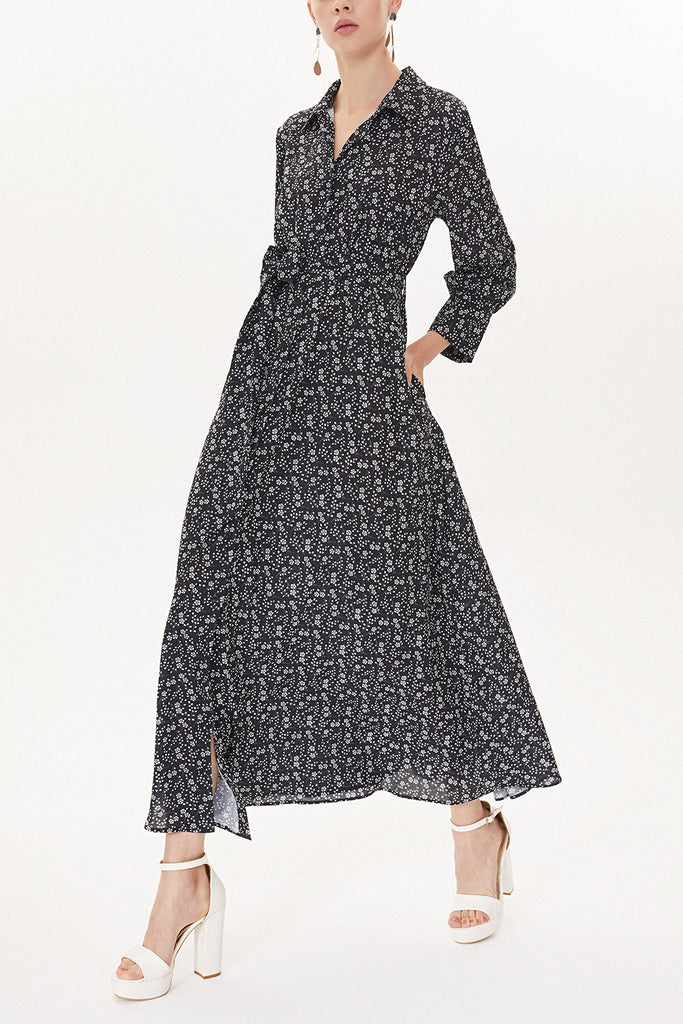 Floral Printed Wide cut shirt dress 93481