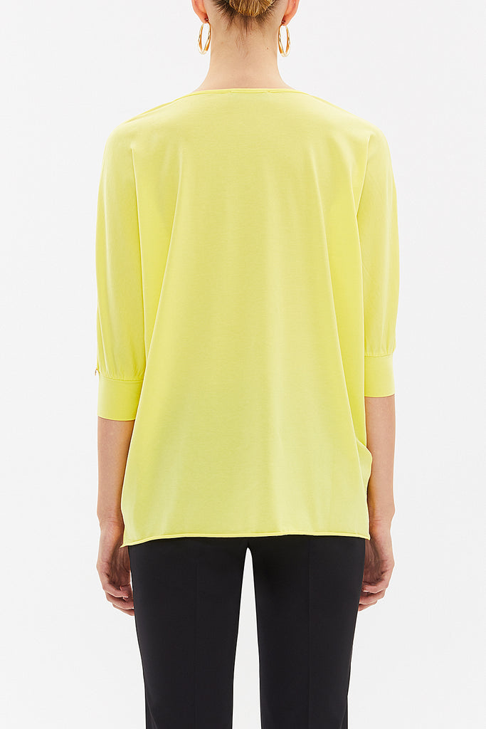 Yellow V-neck wide cut blouse 19590