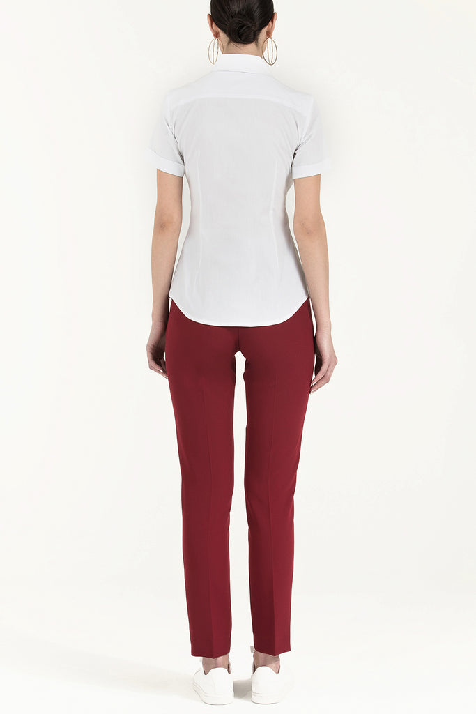 White Silk  garnished  poplin shirt  10440