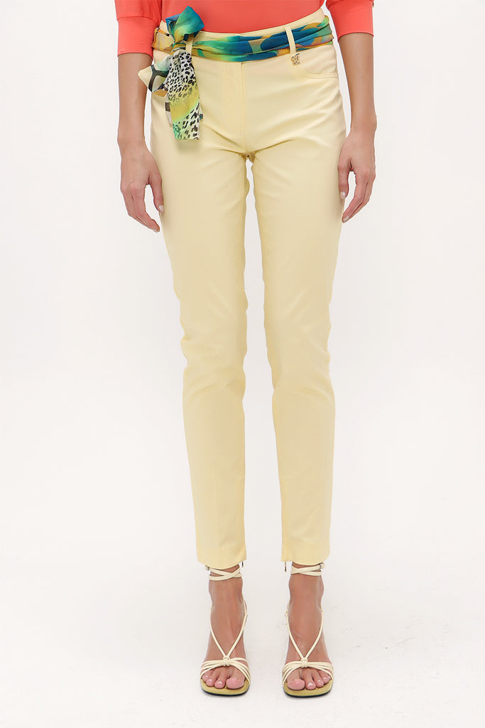 Yellow Slim fit cotton pants 40933