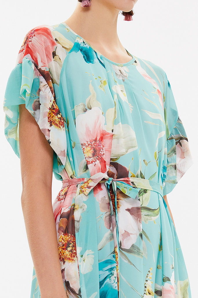 Mint Wide cut Printed chiffon midi dress 92919