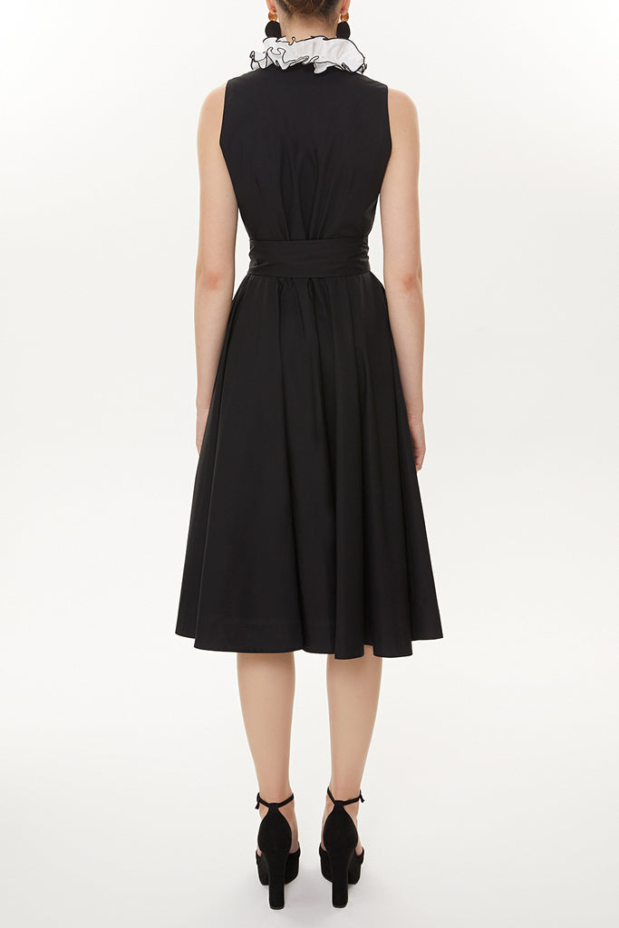 Black Sleeveless ruffled dress 93399