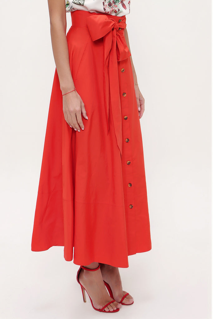 Coral High waist  button skirt  81056