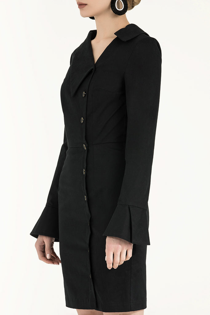 Black Asymmetric neck slim fit dress 92147