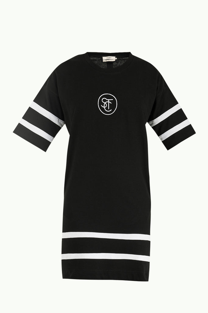 Nakışlı Rahat Kesim Örme Elbise Siyah 92119