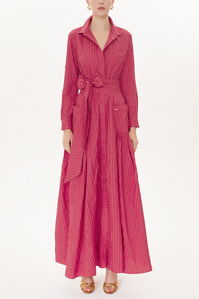 Red Pleated maxi dress  93723