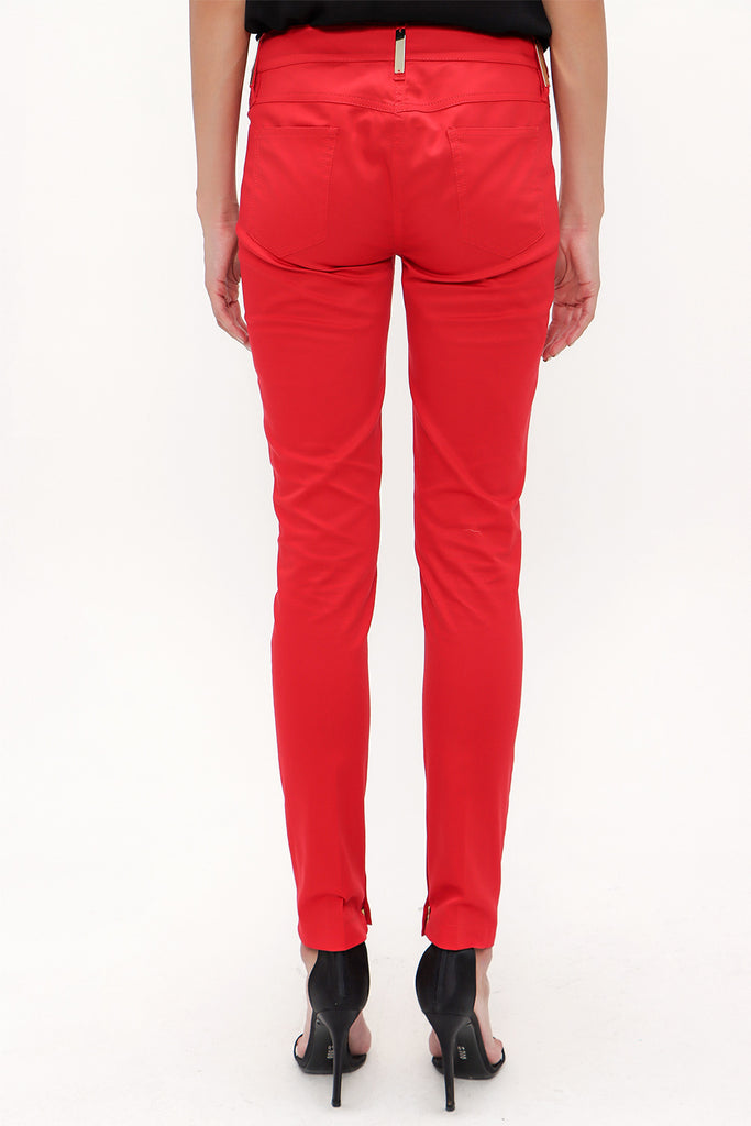 Red Slim fit cotton pants 40932