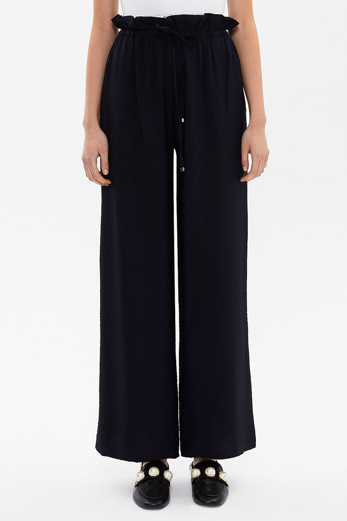 Navy Blue Wide cut elastic waist pants 41369