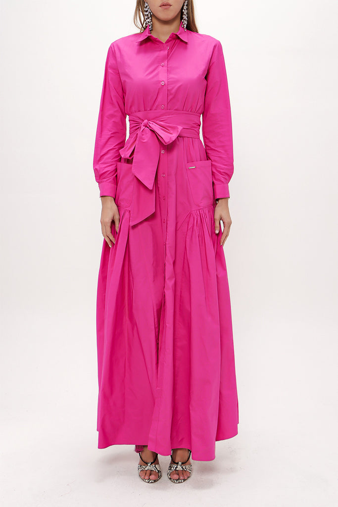 Fuchsia Pleated detail maxi dress 93131