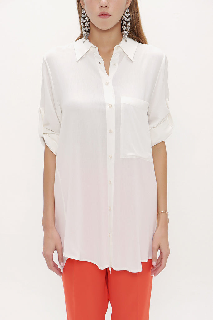 White Wide cut flowing shirt  10724