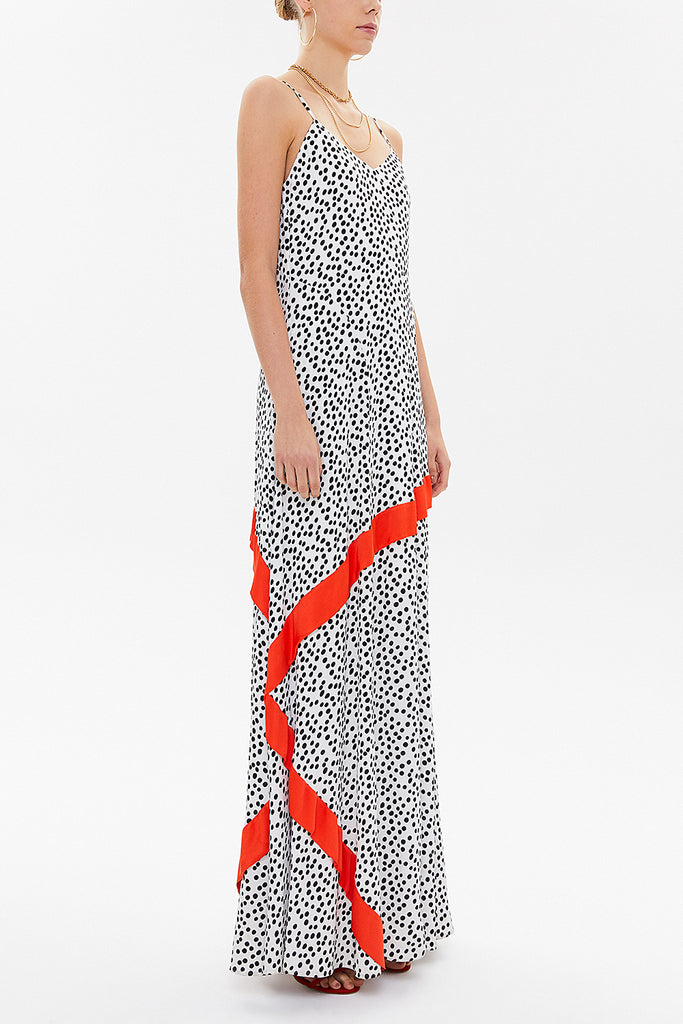 Spotted Printed spaghetti straps maxi dress 92851