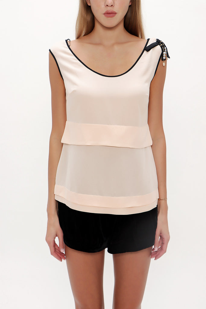 Salmon Strappy silk blouse 18741