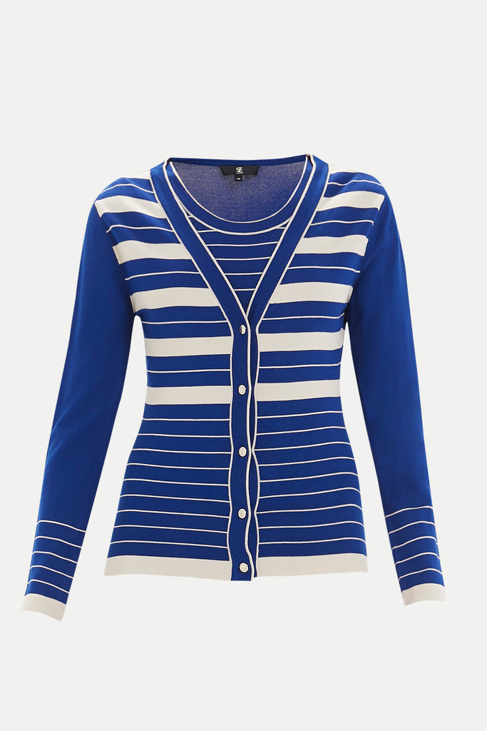 Sax Striped and buttoned knitwear suit 28515