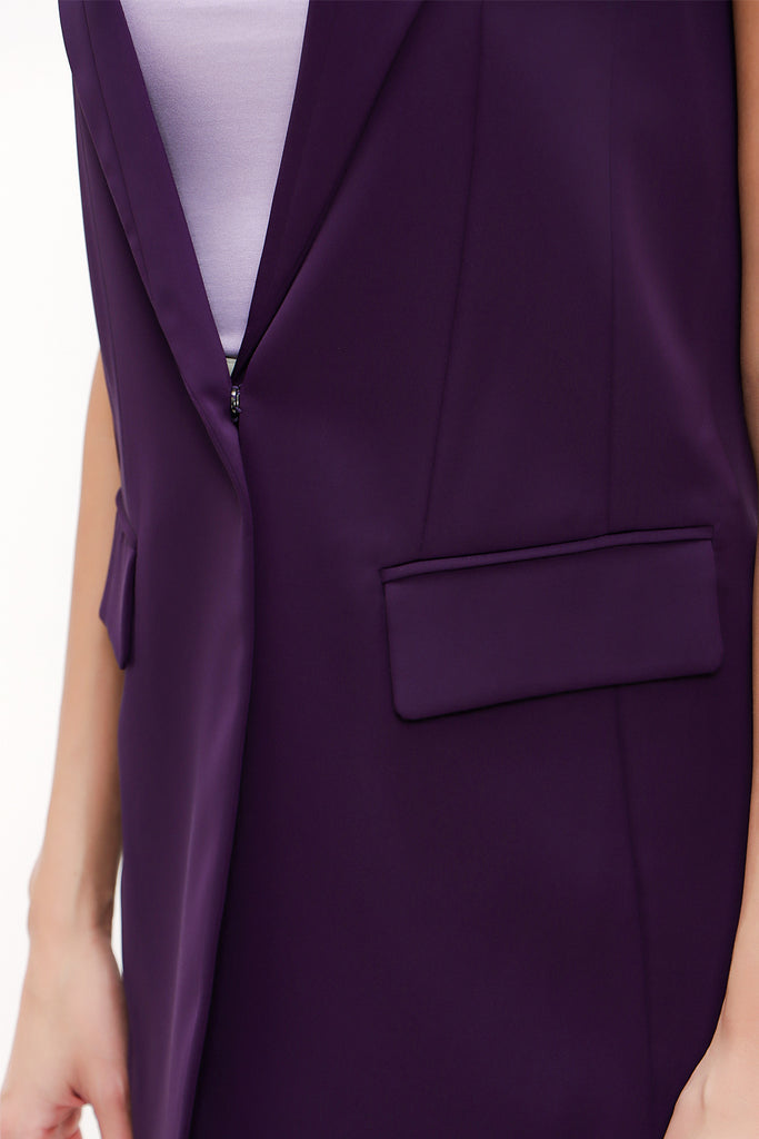 Purple Single Button sleeveless vest 60893