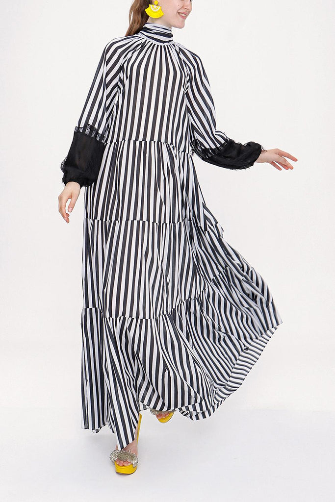 Striped Pleated wide cut dress 93938