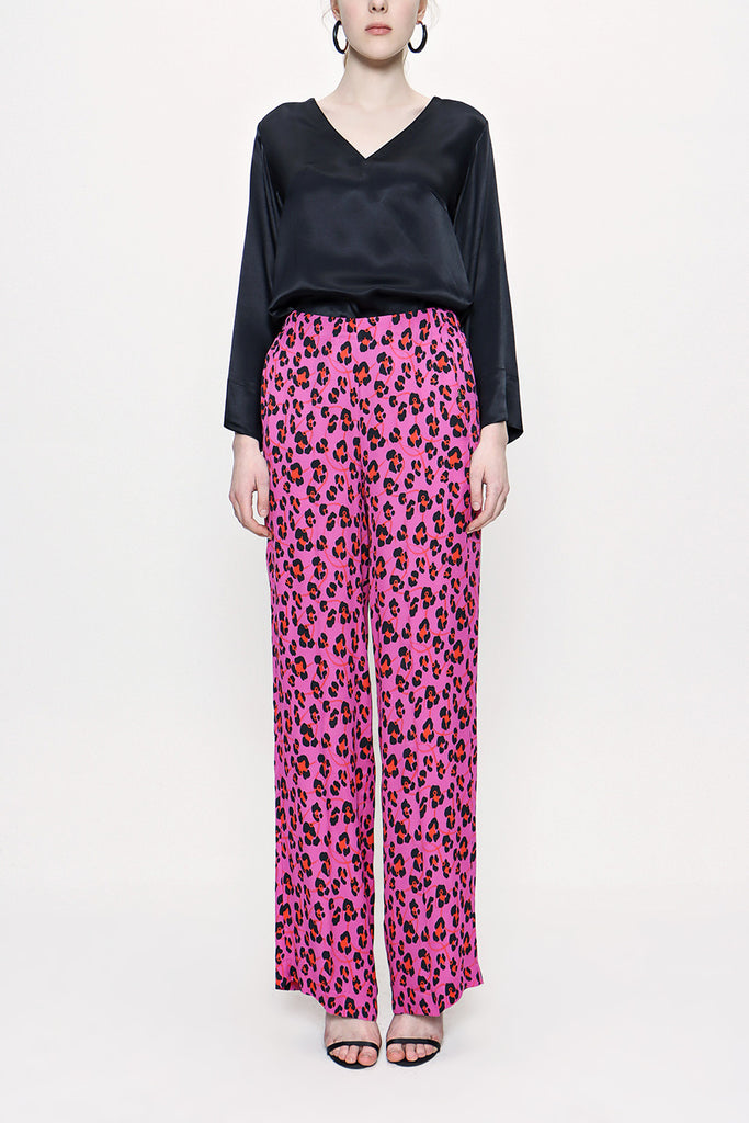 Pink Elastic waist wide cut trousers 41609