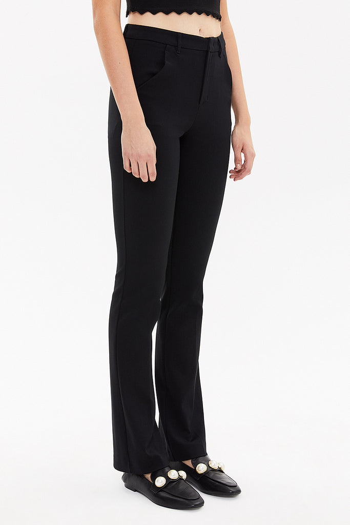 Black Low waist straight cut Pants 41260