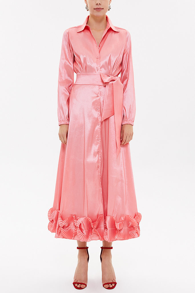 Pink Pleated skirt midi dress 92906