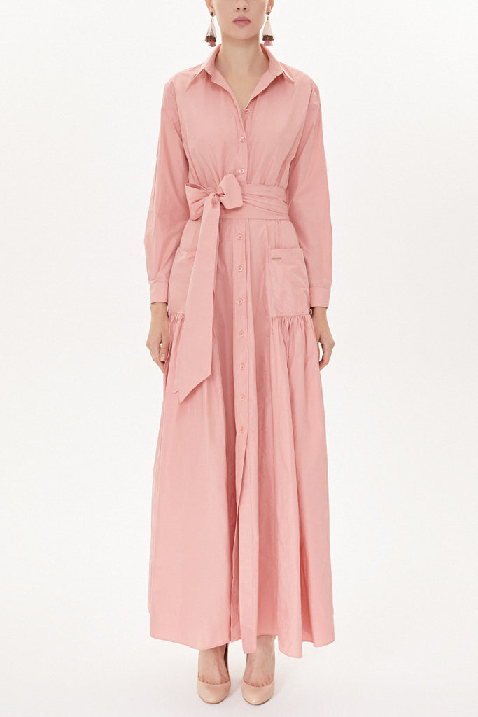 Salmon Pleated maxi dress  93723